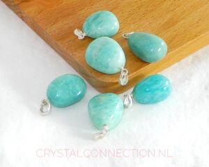 Amazoniet hanger zilv.oogje