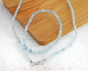 Aquamarijn ketting en armband gefacetteerd