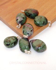 Zoïsiet-Robijn hanger zilver oogje