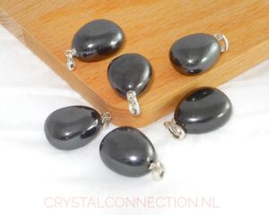 Hematiet hanger zilver oogje